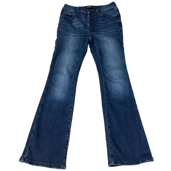 Vintage Simply Vera Verawang Stretchy Dark Blue Bootcut Jeans Size 4 Petite - Picture 2 of 10